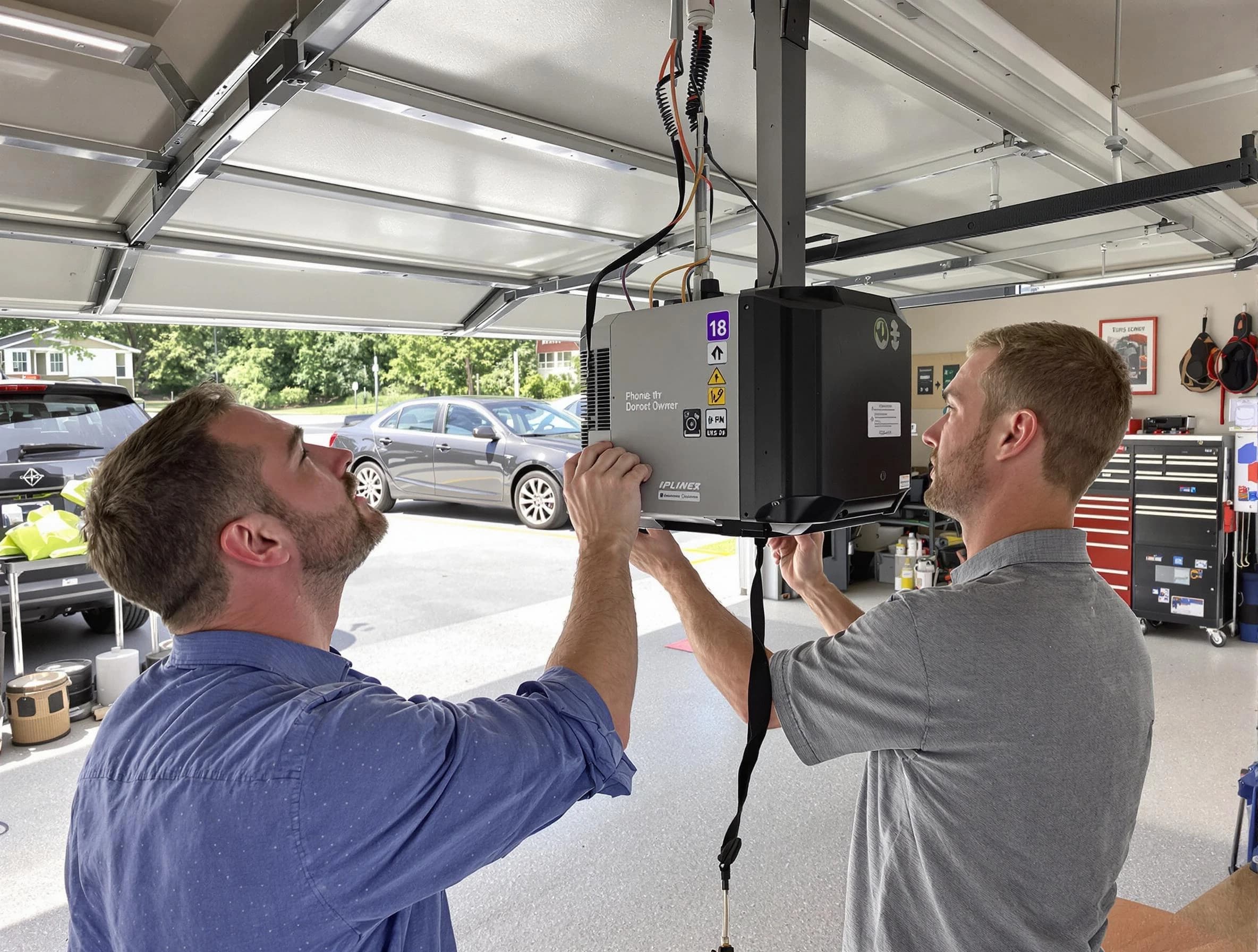 Manchester Garage Door Repair technician installing garage door opener in Manchester