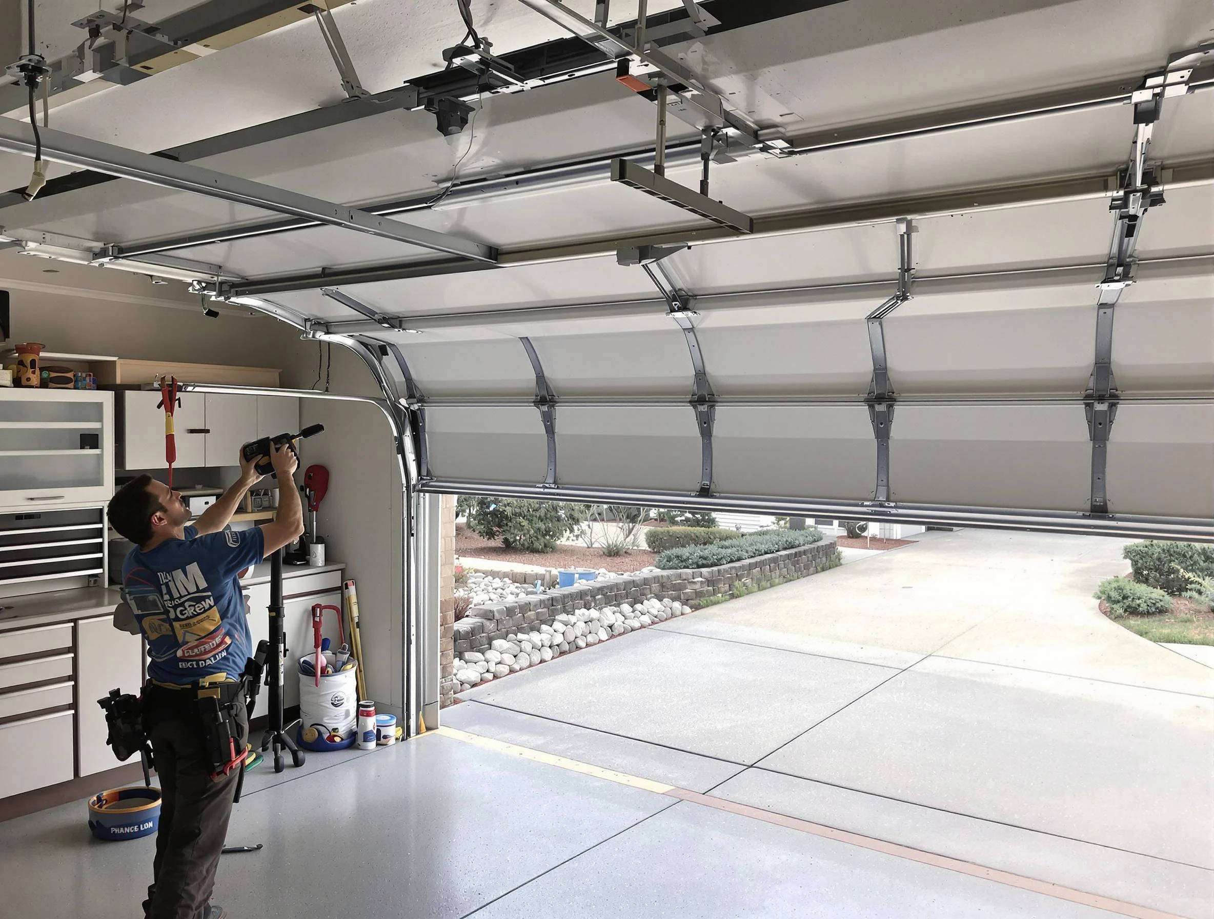 Garage door track repair service by Manchester Garage Door Repair in Manchester